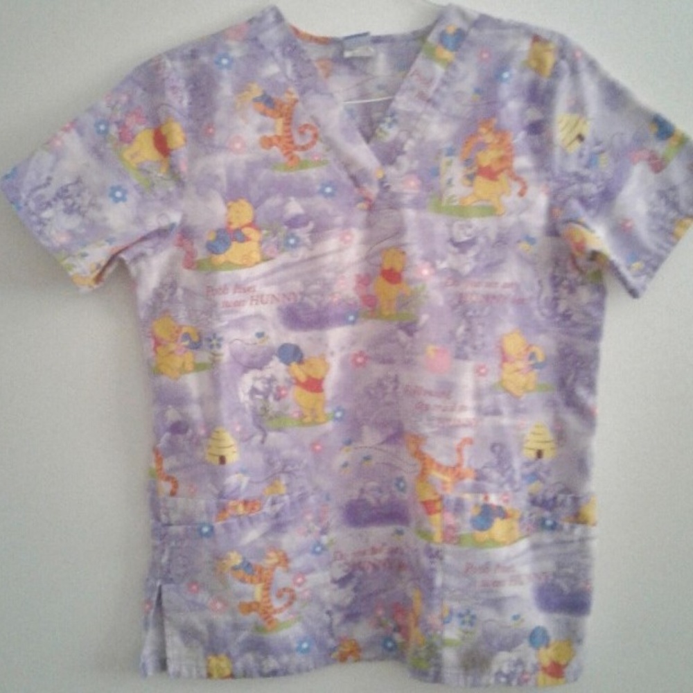 Winnie Pooh and Friends Scrub Top Disney Small